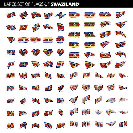 swaziland - Swaziland flag, vector illustration on a white background. Big set Stock Photo - Budget Royalty-Free & Subscription, Code: 400-09141711