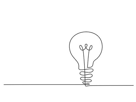 Continuous line drawing. Electic light bulb. Eco idea metaphor. Vector illustration Stock Photo - Budget Royalty-Free & Subscription, Code: 400-09142197