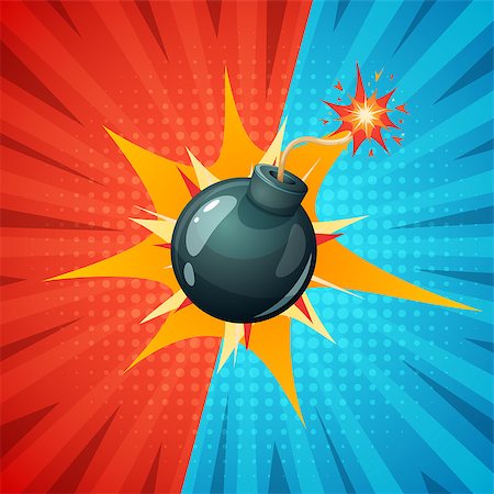 simsearch:400-06761272,k - Cartoon bomb, fuse, wick spark icon Vector eps 10 Stock Photo - Budget Royalty-Free & Subscription, Code: 400-09154066