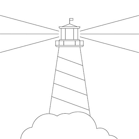 fog icon - black and white vector lighthouse, isolated on white. Stock Photo - Budget Royalty-Free & Subscription, Code: 400-09158563