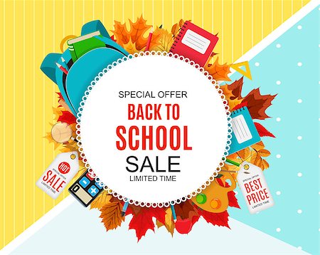 symbol for students education - Abstract Vector Illustration Back to School Sale Background with Falling Autumn Leaves. EPS10 Stock Photo - Budget Royalty-Free & Subscription, Code: 400-09158623