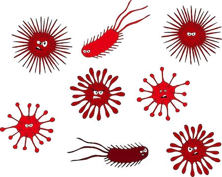 simsearch:400-04956513,k - Set of cute funny bacterias, germs in cartoon style isolated on white background. Bad microbes. vector illustration. Photographie de stock - Aubaine LD & Abonnement, Code: 400-09158717