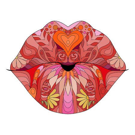 doodle lips - Lips zentangle styled for t-shirt design, tattoo and other decorations Stock Photo - Budget Royalty-Free & Subscription, Code: 400-09158869