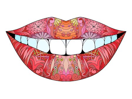 doodle lips - Smile zentangle styled for t-shirt design, tattoo and other decorations Stock Photo - Budget Royalty-Free & Subscription, Code: 400-09158875