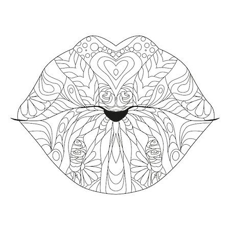 Lips zentangle styled for coloring and t-shirt design, tattoo and other decorations Stock Photo - Budget Royalty-Free & Subscription, Code: 400-09158871