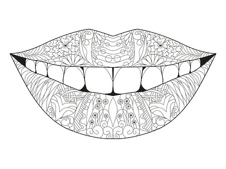 Smile zentangle styled for coloring and t-shirt design, tattoo and other decorations Stock Photo - Budget Royalty-Free & Subscription, Code: 400-09158873