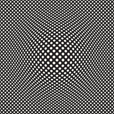 simsearch:400-04476885,k - Halftone bloat effect optical illusion. Abstract geometric background design. Vector seamless retro black and white pattern. Stock Photo - Budget Royalty-Free & Subscription, Code: 400-09151377