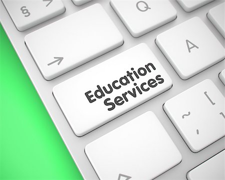 simsearch:400-06744483,k - Online Service Concept: Education Services on the White Keyboard Background. Service Concept with Laptop Enter White Keypad on the Keyboard: Education Services. 3D Illustration. Stock Photo - Budget Royalty-Free & Subscription, Code: 400-09151865
