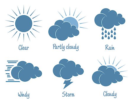 Weather forecast icon set. Six different icon Photographie de stock - Aubaine LD & Abonnement, Code: 400-09152176
