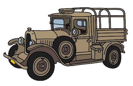 The vector illustration of a vintage sand military truck Stock Photo - Budget Royalty-Free & Subscription, Code: 400-09152594