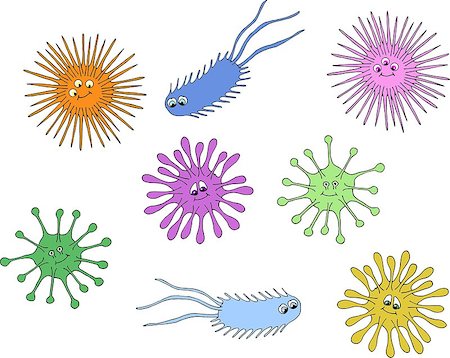 simsearch:400-04956513,k - Bacteria and germs colorful set, micro-organisms disease-causing objects, bacteria. Vector cartoon illustration isolated on white background Photographie de stock - Aubaine LD & Abonnement, Code: 400-09153223