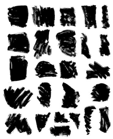 simsearch:400-07838679,k - Set of grunge painted vector stains, textured black ink brush strokes, modern grunge elements Stock Photo - Budget Royalty-Free & Subscription, Code: 400-09153314