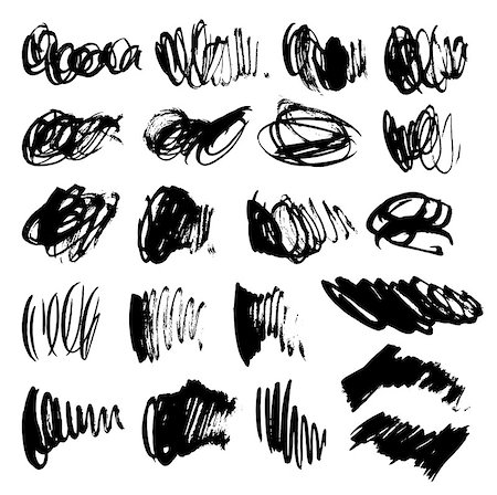 simsearch:400-07838679,k - Set of grunge painted vector stains, textured black ink brush strokes, modern grunge elements Stock Photo - Budget Royalty-Free & Subscription, Code: 400-09153316