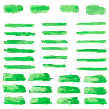 simsearch:400-07838679,k - The vector set of green paint water color brushes stroke Stock Photo - Budget Royalty-Free & Subscription, Code: 400-09153409