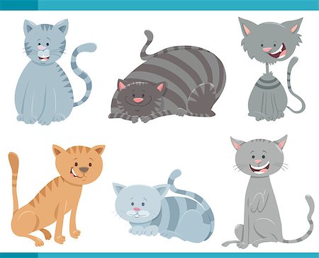 simsearch:400-04214443,k - Cartoon Illustration of Cute Cats or Kittens Characters Set Stock Photo - Budget Royalty-Free & Subscription, Code: 400-09153667