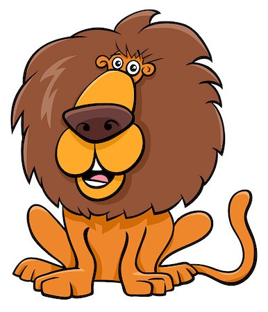 simsearch:400-08255624,k - Cartoon Illustration of Funny Lion Wild Cat Animal Character Stock Photo - Budget Royalty-Free & Subscription, Code: 400-09153669