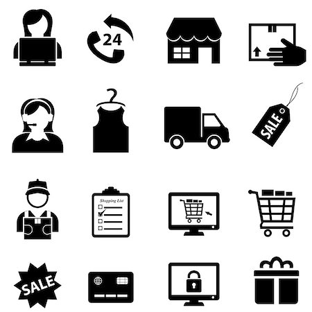 simsearch:400-05133703,k - Shopping, retail, sale and online e-commerce icon set in black Stock Photo - Budget Royalty-Free & Subscription, Code: 400-09153905