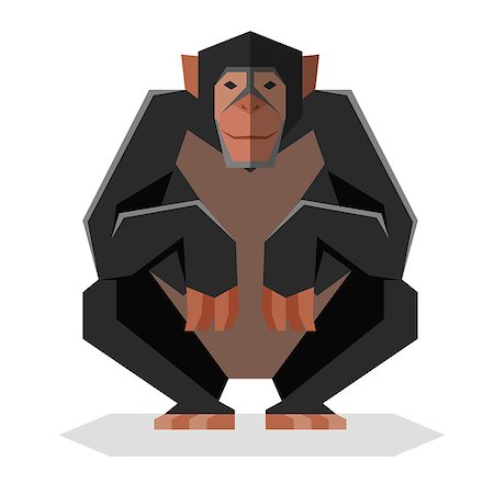 simsearch:400-04362550,k - Vector image of the Flat geometric Chimpanzee Stock Photo - Budget Royalty-Free & Subscription, Code: 400-09170715