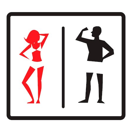 Male and female icons isolated on white background. Stylish toilet WC signs. Vector illustration Stock Photo - Budget Royalty-Free & Subscription, Code: 400-09170974