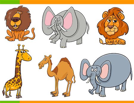 simsearch:400-08255624,k - Cartoon Illustration of Safari Animals Funny Characters Set Stock Photo - Budget Royalty-Free & Subscription, Code: 400-09171237