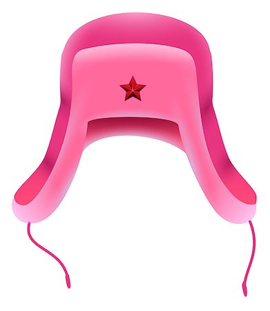 soccer retro designs - Pink Russian winter hat with earflap with red star. Football fan accessory. Isolated on white vector illustration Stock Photo - Budget Royalty-Free & Subscription, Code: 400-09171697