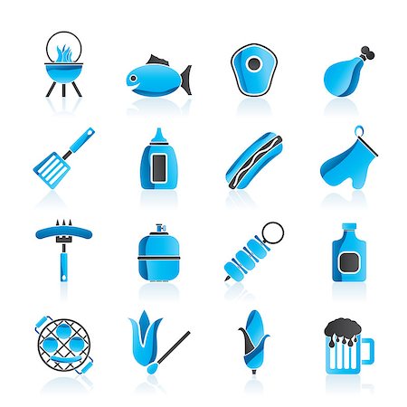 Grilling and barbecue icons - vector icon set Stock Photo - Budget Royalty-Free & Subscription, Code: 400-09172487