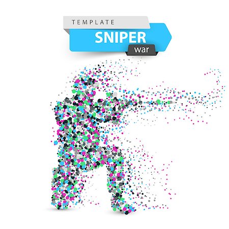 simsearch:400-04072400,k - Dot sniper illustration. Military shoots a rifle. Vector eps 10 Stock Photo - Budget Royalty-Free & Subscription, Code: 400-09172568