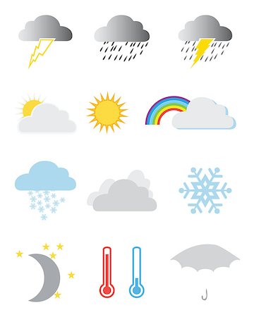 simsearch:400-06416612,k - Set of weather icons on a white background Stock Photo - Budget Royalty-Free & Subscription, Code: 400-09172678