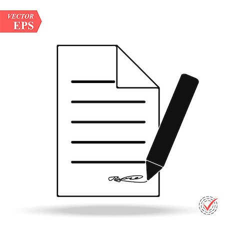 Document With Pencil Icon on white background. eps10 Stock Photo - Budget Royalty-Free & Subscription, Code: 400-09172847