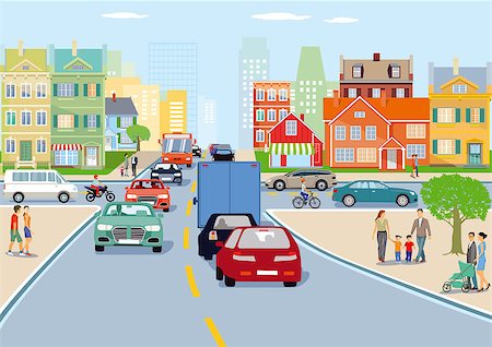 City with traffic illustration Stock Photo - Budget Royalty-Free & Subscription, Code: 400-09172904