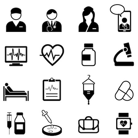 stethoscope drawing - Medical, healthcare and health web icon set Stock Photo - Budget Royalty-Free & Subscription, Code: 400-09173044