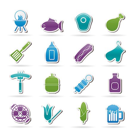 Grilling and barbecue icons - vector icon set Stock Photo - Budget Royalty-Free & Subscription, Code: 400-09173177