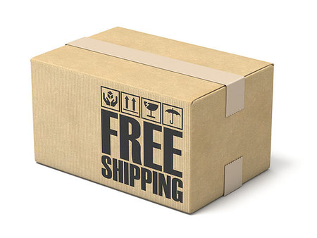 simsearch:400-05735817,k - Free shipping cardboard box 3D rendering illustration isolated on white background Stock Photo - Budget Royalty-Free & Subscription, Code: 400-09225864