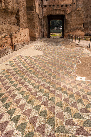 floor mosaic in roman architecture - Ruins of the Baths of Caracalla (Terme di Caracalla), one of the most important baths of Rome at the time of the Roman Empire. Stock Photo - Budget Royalty-Free & Subscription, Code: 400-09221899