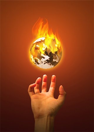simsearch:400-04312382,k - Conceptual photography featuring the planet on fire. Foto de stock - Super Valor sin royalties y Suscripción, Código: 400-03907942