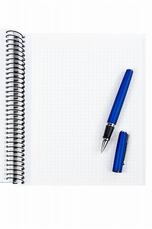 simsearch:6109-08395080,k - Pen and blank notebook sheet over a white background Stock Photo - Budget Royalty-Free & Subscription, Code: 400-03908622