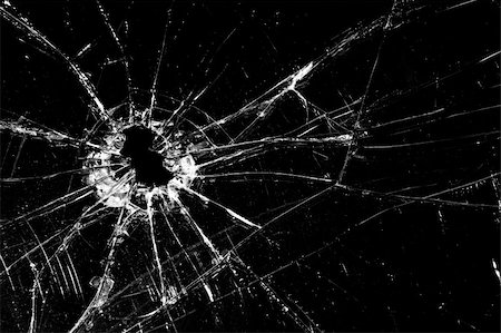 broken glass - cracked with hole over black Stock Photo - Budget Royalty-Free & Subscription, Code: 400-03909968