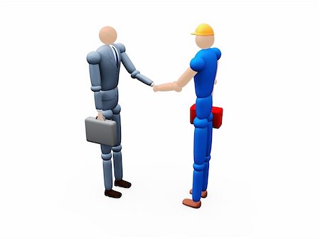simsearch:400-04333648,k - 3d businessman shaking hands with a labor Stock Photo - Budget Royalty-Free & Subscription, Code: 400-03914716