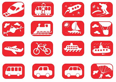 simsearch:400-03968548,k - Red and white transportation icon set (twenty) Stock Photo - Budget Royalty-Free & Subscription, Code: 400-03916328