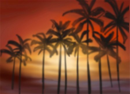 simsearch:400-04062726,k - a red sunset with palms Foto de stock - Super Valor sin royalties y Suscripción, Código: 400-03916855