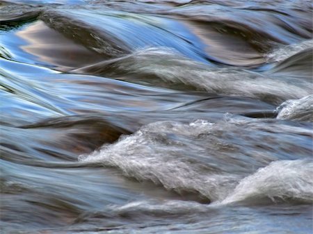 simsearch:614-06813723,k - Flowing water with the reflection of the blue sky taken with a slow shutter speed Stock Photo - Budget Royalty-Free & Subscription, Code: 400-03917036