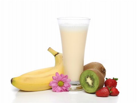 simsearch:824-07586355,k - Banana smoothie with fruit composition Stock Photo - Budget Royalty-Free & Subscription, Code: 400-03917381
