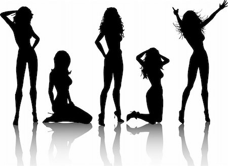 Silhouettes of sexy females in various poses Stock Photo - Budget Royalty-Free & Subscription, Code: 400-03918934