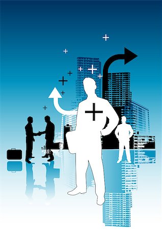 Inner city business people illustration. Stock Photo - Budget Royalty-Free & Subscription, Code: 400-03910139