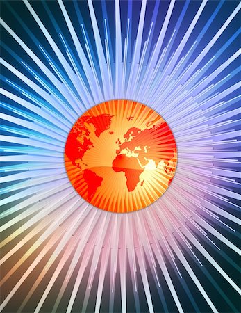 simsearch:400-04428819,k - Computer illustration of a glowing world globe eith rendered rays behind it. Stock Photo - Budget Royalty-Free & Subscription, Code: 400-03910807