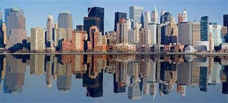 simsearch:400-04198862,k - Panorama of Manhattan skyline with water reflection Stock Photo - Budget Royalty-Free & Subscription, Code: 400-03911324