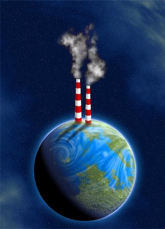simsearch:400-07171274,k - illustration of industrial chimneys on earth surface Stock Photo - Budget Royalty-Free & Subscription, Code: 400-03912209