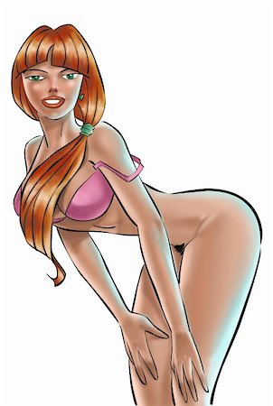 simsearch:400-03936298,k - stand red hair girl with a pink underwear Stock Photo - Budget Royalty-Free & Subscription, Code: 400-03912806