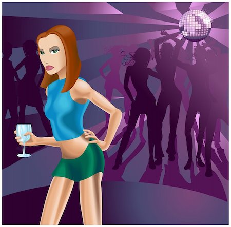 simsearch:400-05094234,k - Nightclub woman, all blends and gradients no meshes Foto de stock - Super Valor sin royalties y Suscripción, Código: 400-03913220