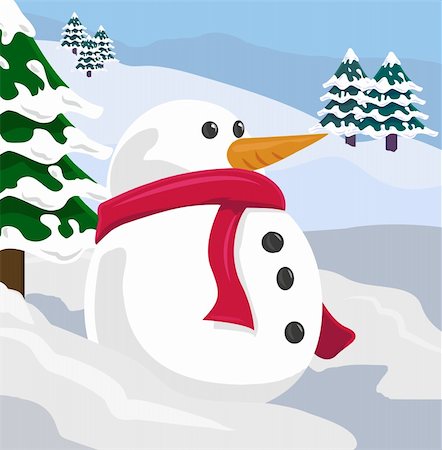 A snowman in a winter scene Stock Photo - Budget Royalty-Free & Subscription, Code: 400-03913323